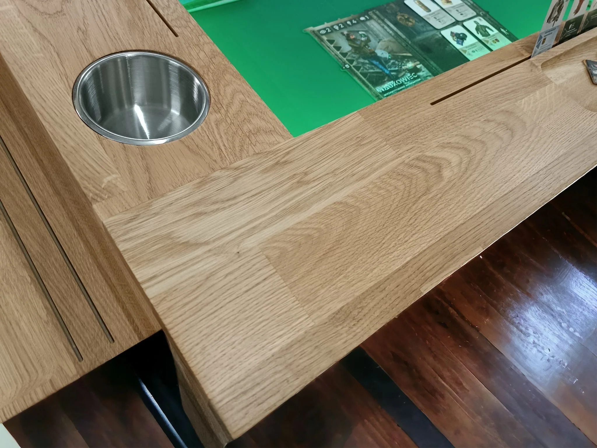 Sojourn – Custom Solid Oak Board Game Table with Magnetic Accessories Rail - Image 11