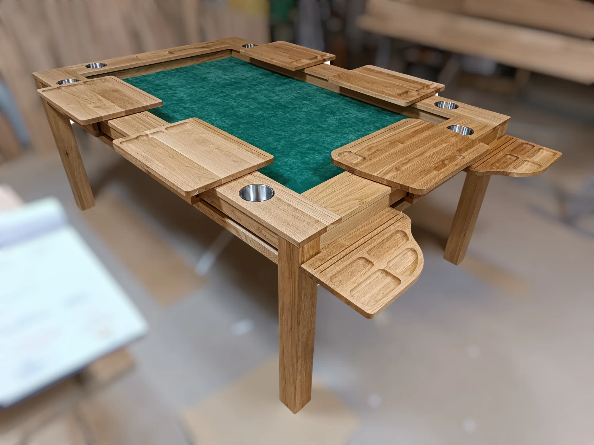 Sojourn – Custom Solid Oak Board Game Table with Magnetic Accessories Rail - Image 18