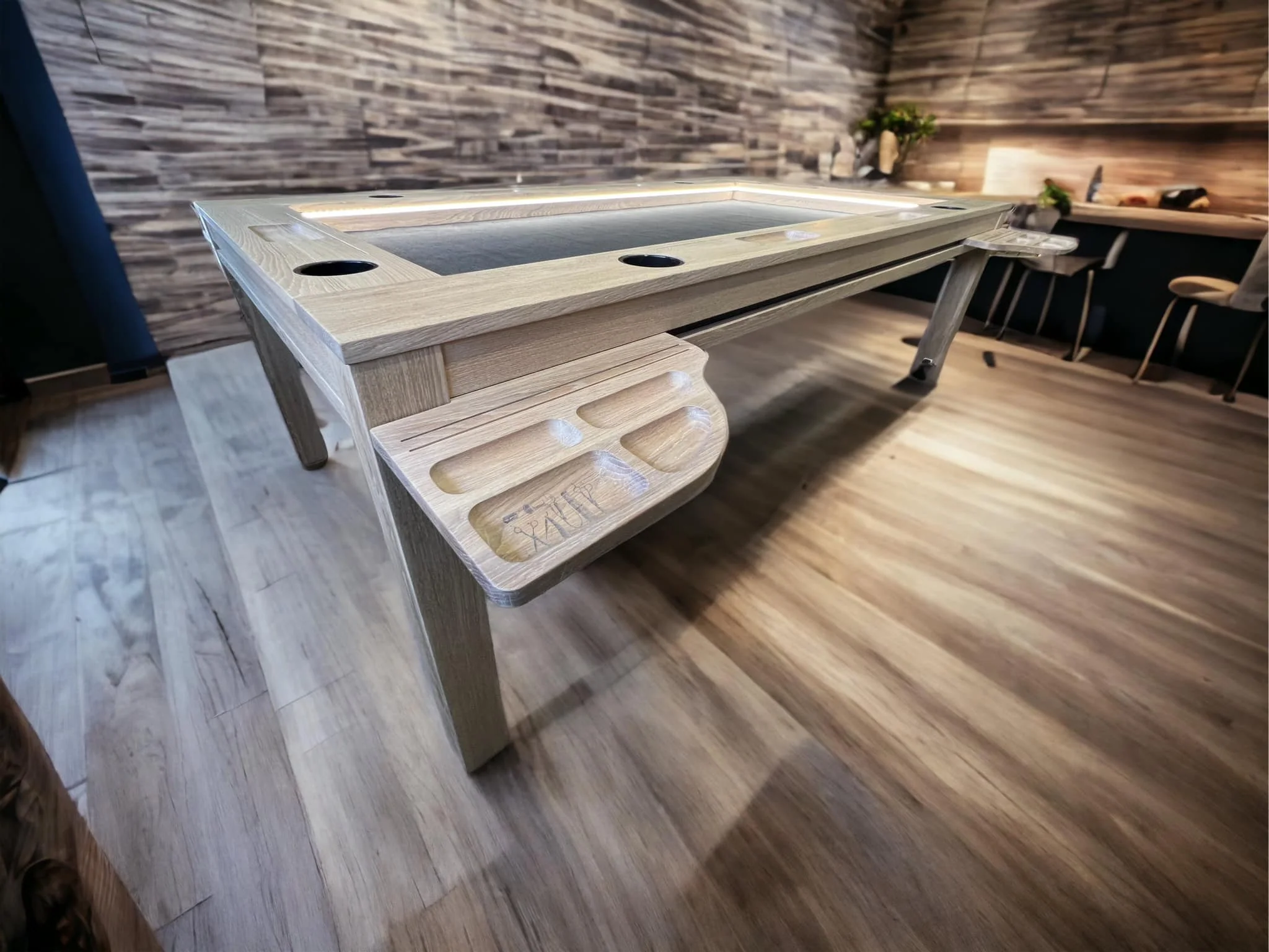 Sojourn – Custom Solid Oak Board Game Table with Magnetic Accessories Rail - Image 3