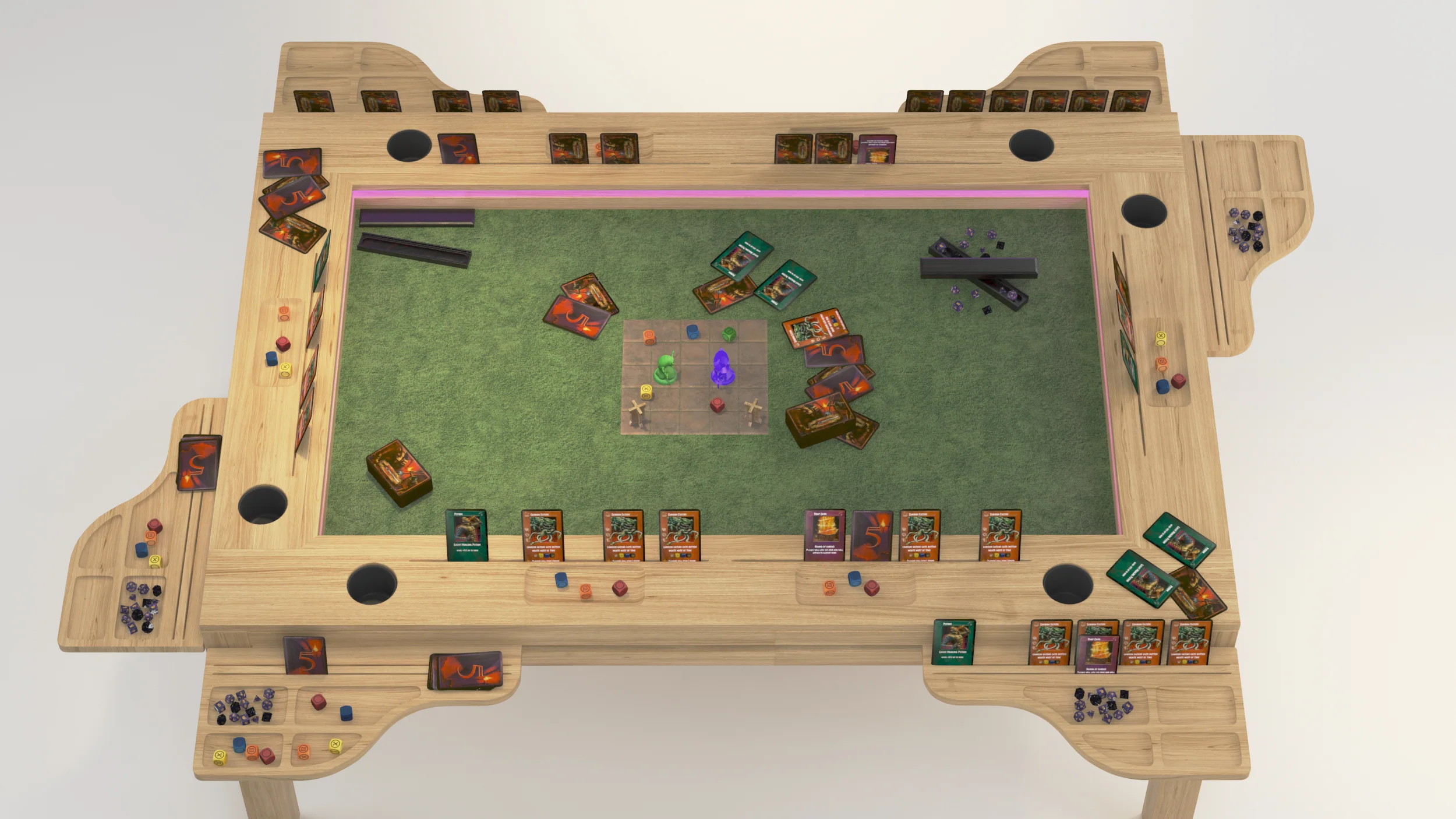 Sojourn – Custom Solid Oak Board Game Table with Magnetic Accessories Rail - Image 7