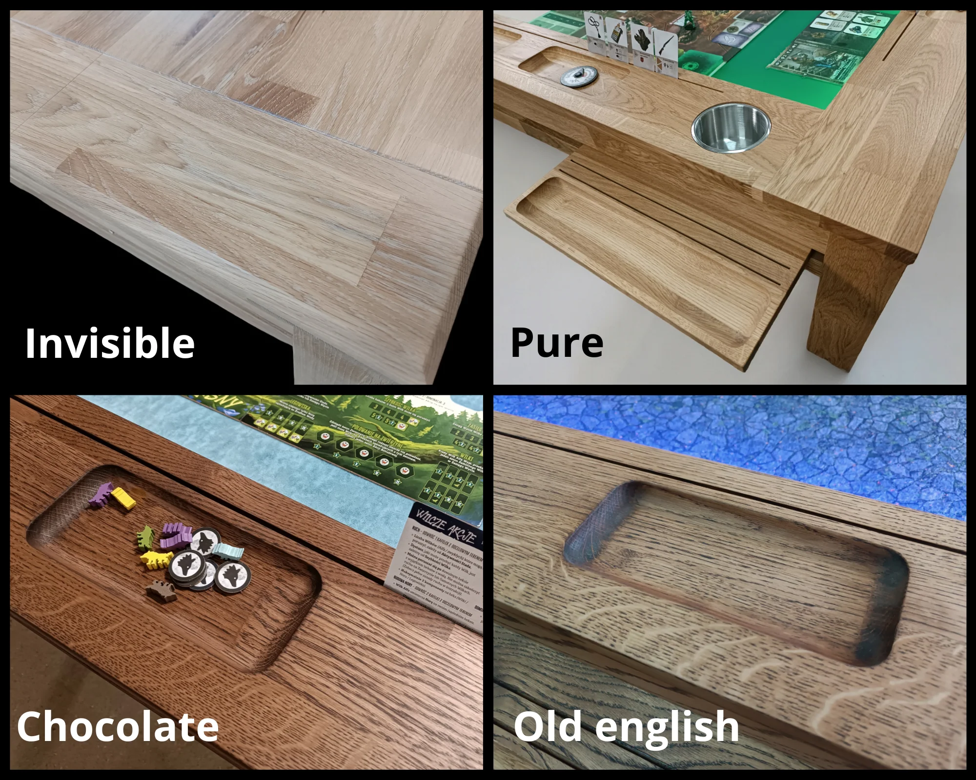 Sojourn – Custom Solid Oak Board Game Table with Magnetic Accessories Rail - Image 17