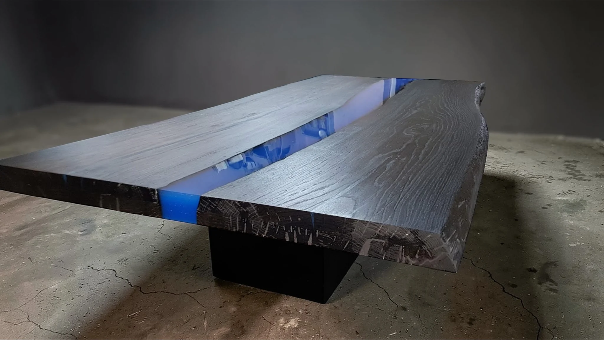Handcrafted Black Oak Resin River Dining Table – Solid Oak – Custom Legs – 208×96 cm - Image 3