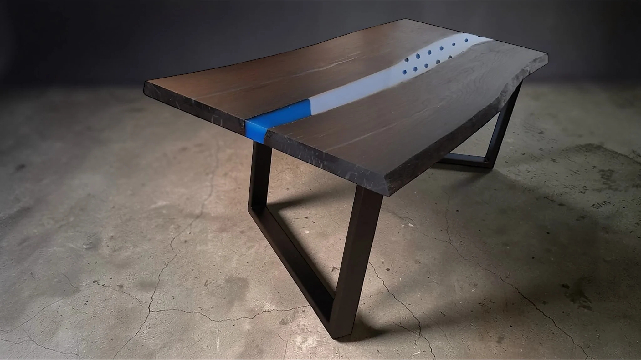 Handcrafted Black Oak Resin River Dining Table – Solid Oak – Custom Legs – 208×96 cm - Image 4